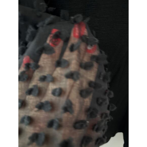 Anthropologie Maeve Textured-Sleeve Top Black Size XS Petite - Picture 7 of 10